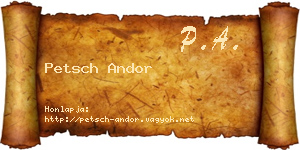 Petsch Andor névjegykártya